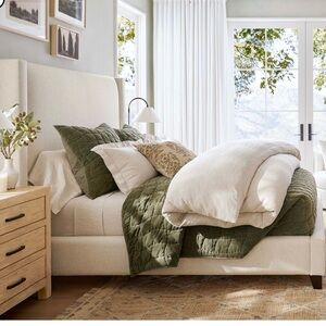 Pottery Barn linen waffle duvet cover new never used twin extra long color flax